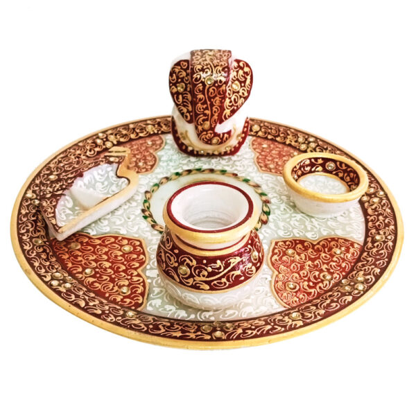 Marble Puja Thali Set for Home Décor