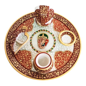 Marble Puja Thali Set for Home Décor