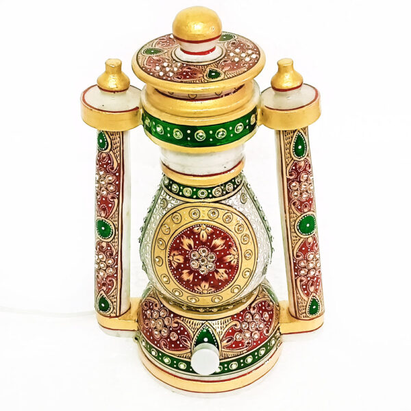 Handicraft Kingdom Marble Lamp with Bulb for Home & Living Room Decorative| Antique Night Bedside Lantern for Bedroom Table Showpiece| Approx Size (9 inch) & Wt (1510 gm) Pack of 1 - Image 5