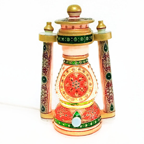Handicraft Kingdom Marble Lamp with Bulb for Home & Living Room Decorative| Antique Night Bedside Lantern for Bedroom Table Showpiece| Approx Size (9 inch) & Wt (1510 gm) Pack of 1 - Image 6