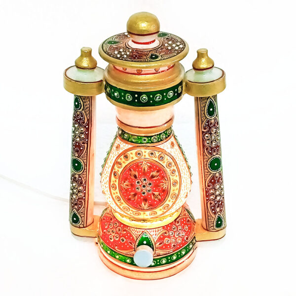 Handicraft Kingdom Marble Lamp with Bulb for Home & Living Room Decorative| Antique Night Bedside Lantern for Bedroom Table Showpiece| Approx Size (9 inch) & Wt (1510 gm) Pack of 1 - Image 2