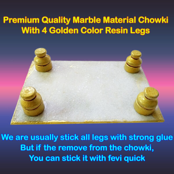 Handicraft Kingdom Chowki for Puja Idols & Laddu Gopal | Premium Marble Rectangle Hand Painted Art Design Hindu Relligious Chaurang| Meena Work God Bajot | Approx Size 4x6 in & Wt 1040 Gm Pack of 4 - Image 4