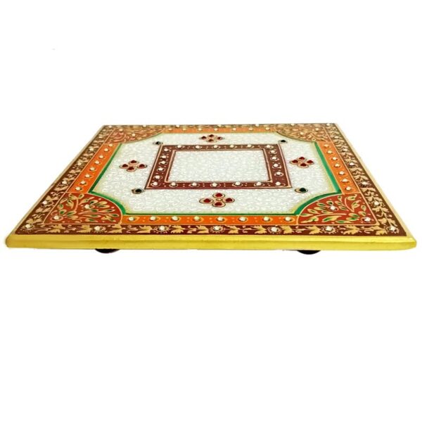 Handicraft Kingdom Marble Chowki for Puja Set of 1 | Approx Size 8x8 inch Wt 650Gm - Image 2
